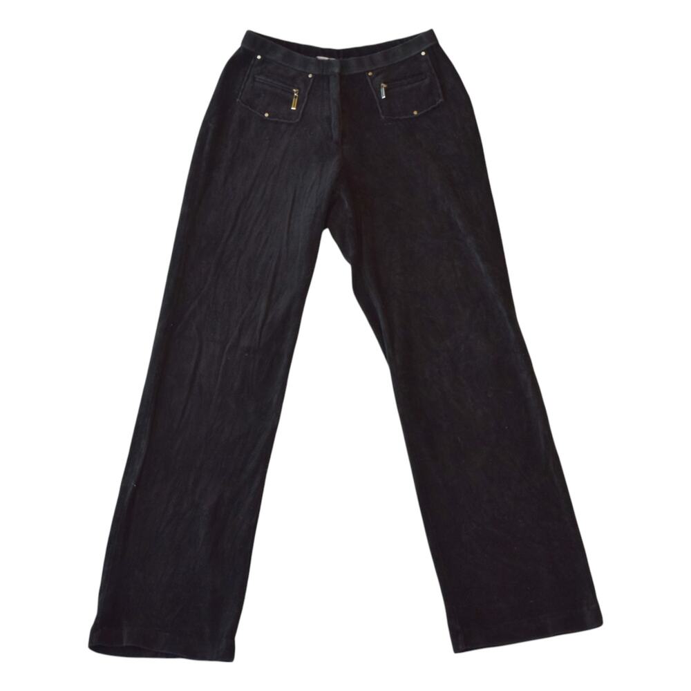 Y2K Jamie Sadock Black Velour Pants With Zip Pockets Size Small